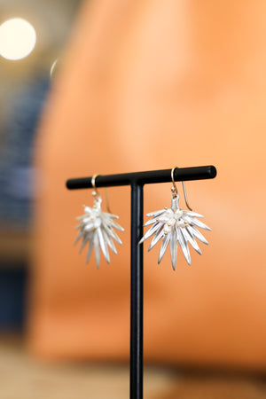 AF (C) SS Small Fan Palm Earrings w/Pearls