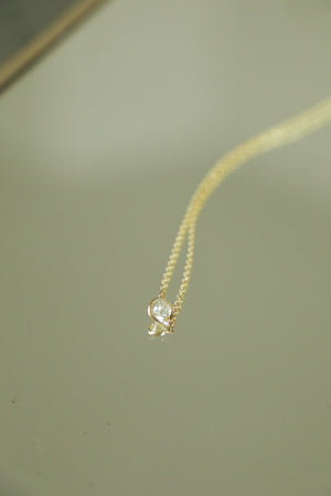 N045 - 14k YG 16-18" Necklace w/1 Bezel Set Round Diamond 0.50cts