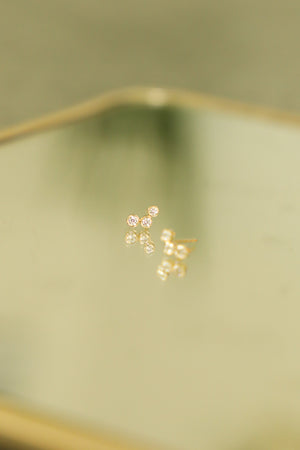 E190 - 14k YG Bezel Set Earrings w/6 Round Diamonds 0.24cts