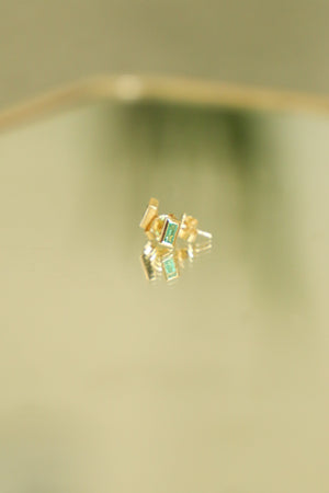 E176 - 14k YG Studs w/2 Emerald Cut Emeralds 0.28cts