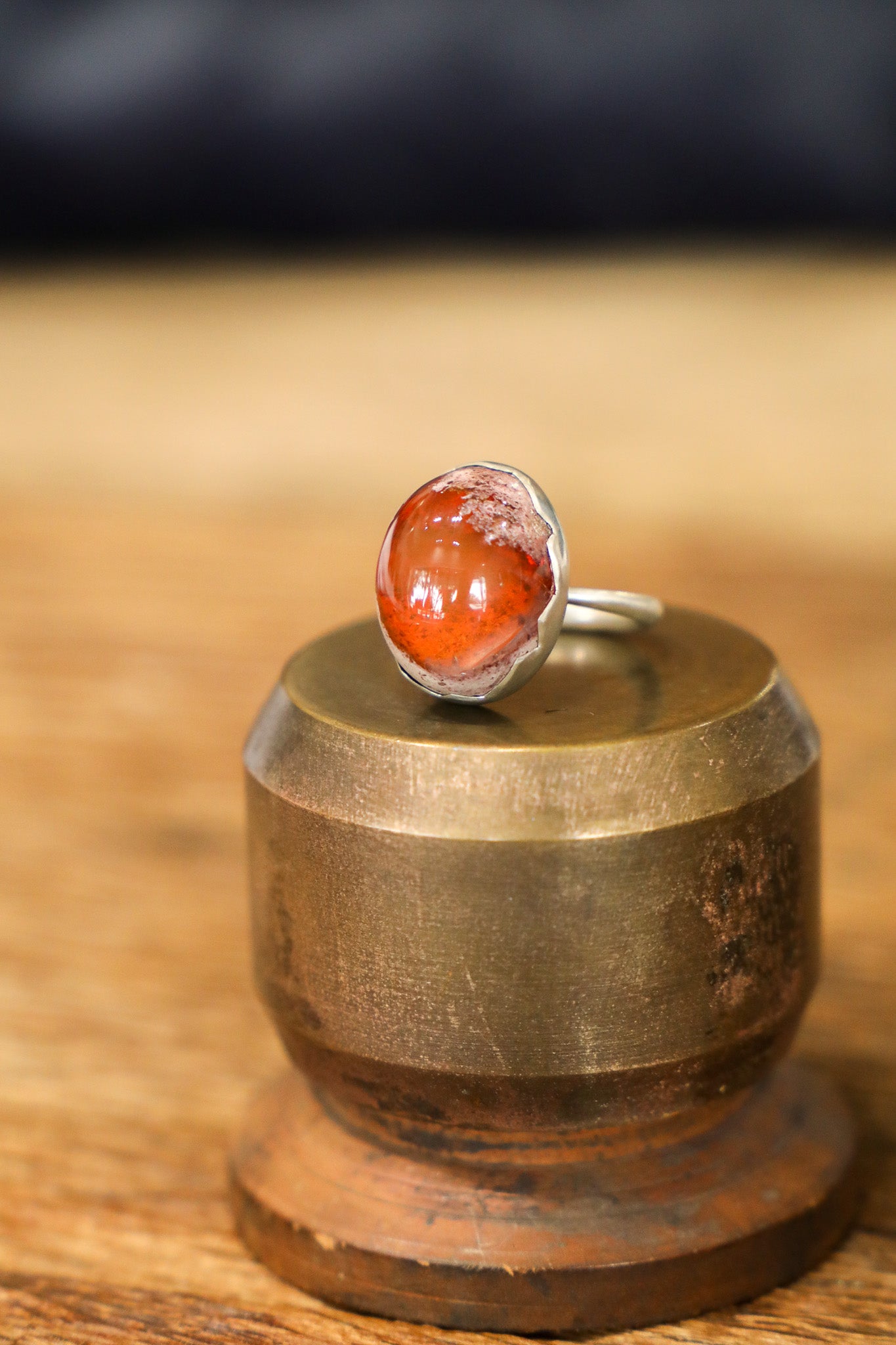 AF (MD48) SS Ring w/Mexican Matrix Opal Egg