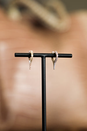 E219 - 14k YG Spike Earrings w/24 Diamonds 0.45cts