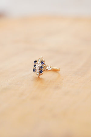 Vintage Victorian 14k YG Sapphire & Seed Pearl Ring (Sz. 5.5)