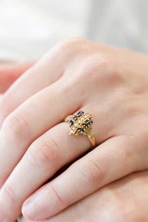 Vintage Victorian 14k YG Sapphire & Seed Pearl Ring (Sz. 5.5)