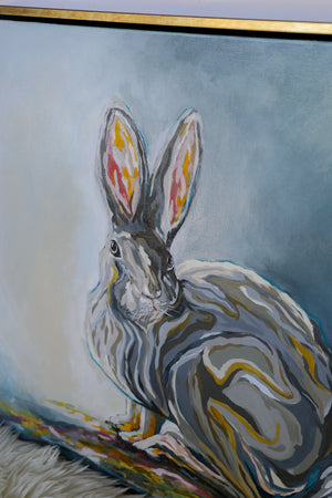 Jane Robin Framed Painting "Paulette the Rabbit" 20x20