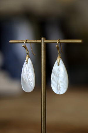 AF (C) Small 18k YG & MOP Simple Bird Earrings
