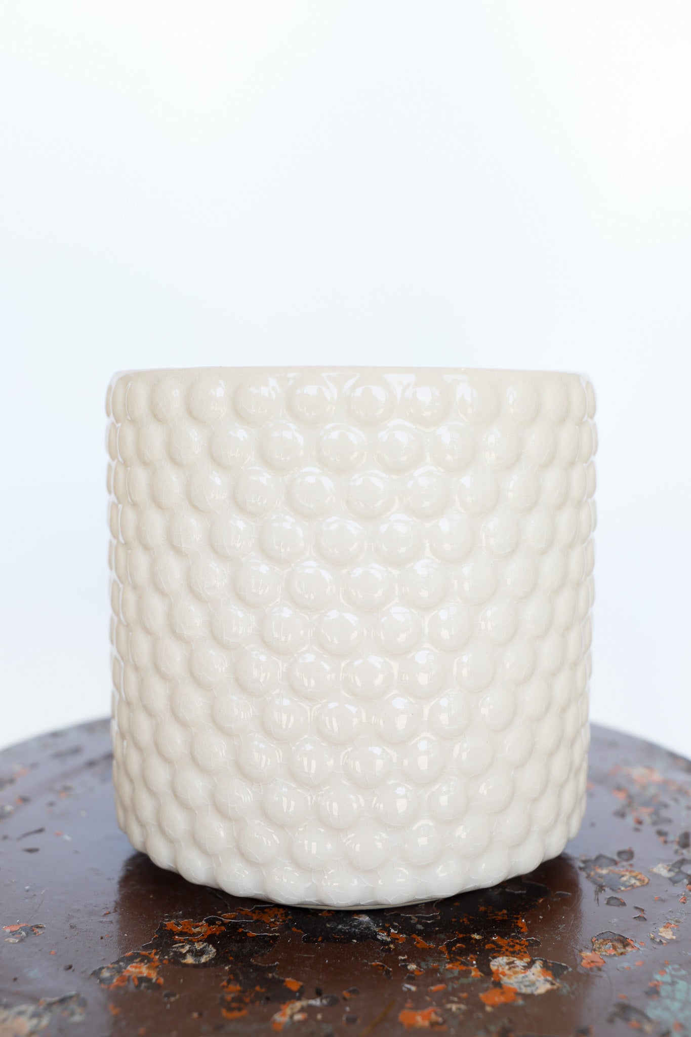 Hobnail Latte Ceramic Pot
