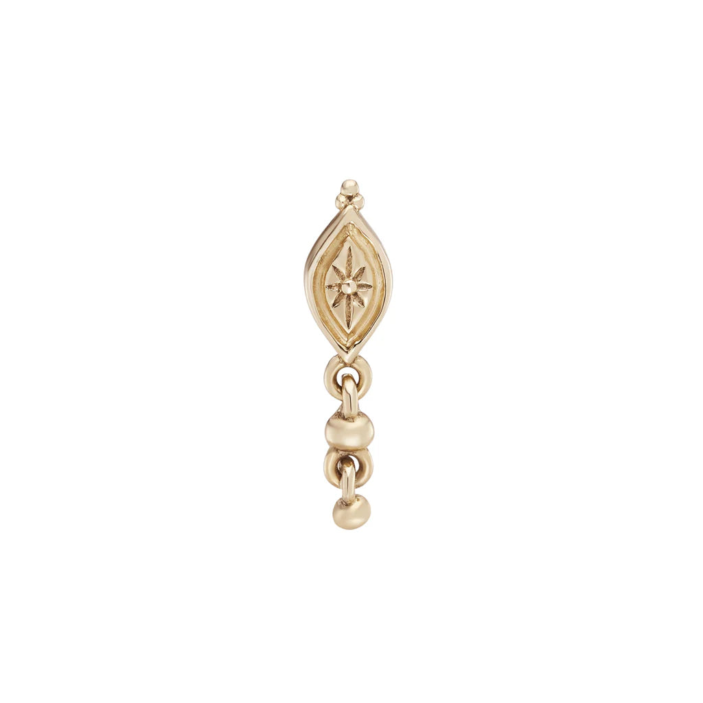 Metier Single 9k Dala Droplet Marquise Beaded Stud