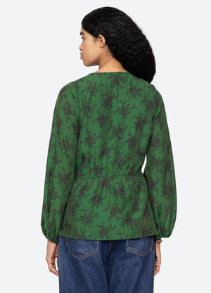Sea NY Joan Print Tie Front Top