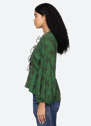Sea NY Joan Print Tie Front Top