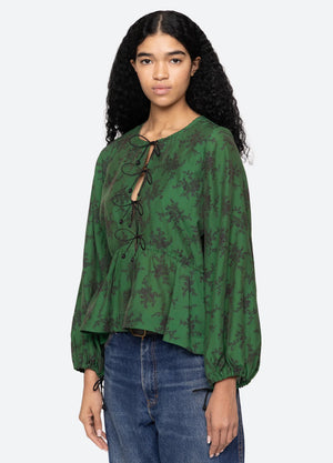 Sea NY Joan Print Tie Front Top