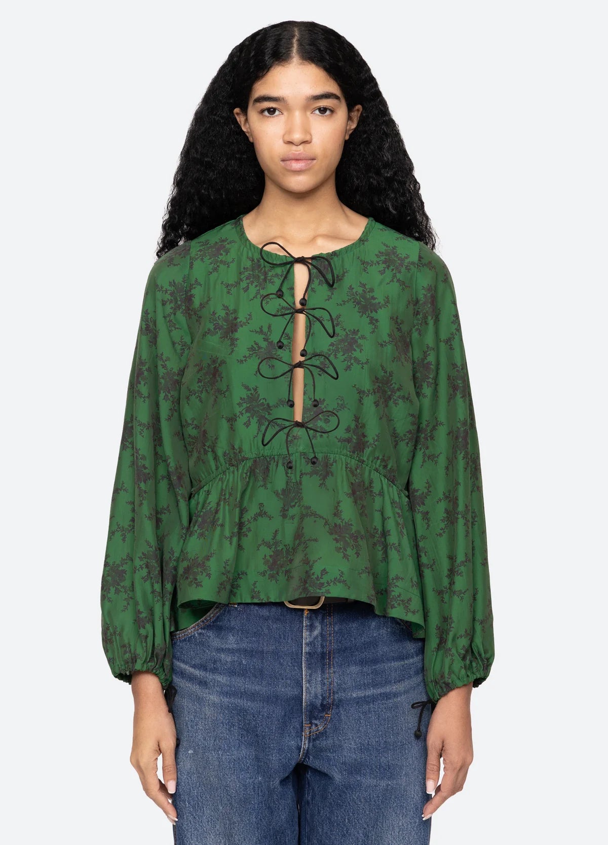 Sea NY Joan Print Tie Front Top