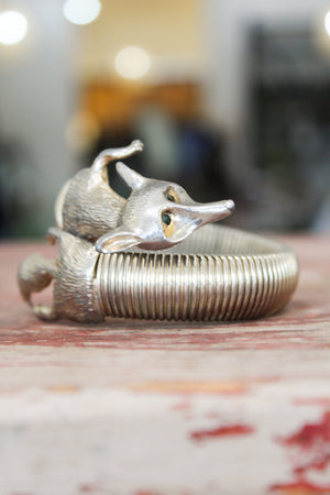 Vintage Silver Stretchy Coil Fox Bangle