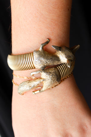 Vintage Silver Stretchy Coil Fox Bangle