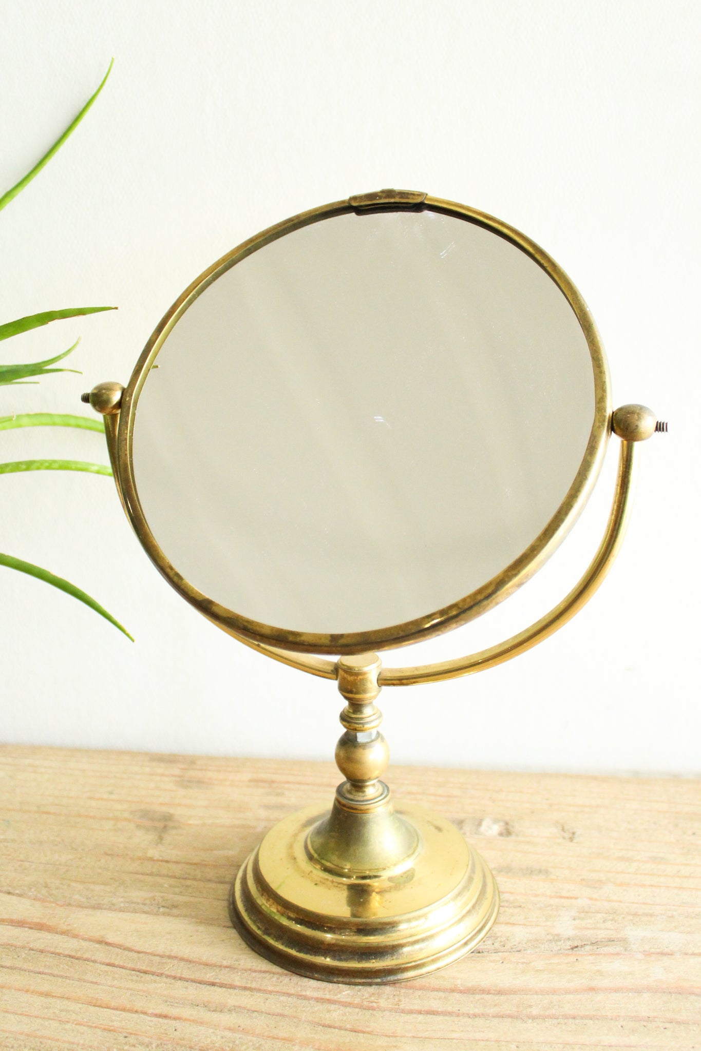 Vintage Brass Two Sided Shaving Mirror