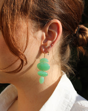 TENTHOUSANDTHINGS 18k Small Oval Totem Chrysoprase Earrings