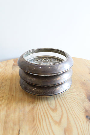 Vintage Sterling & Glass Coasters