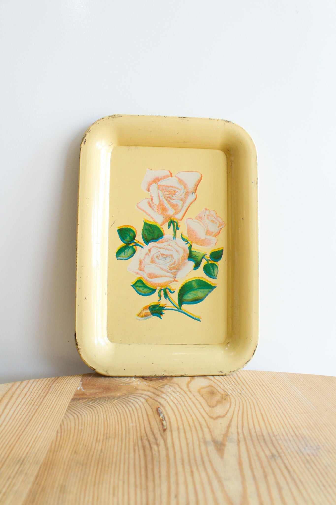 Vintage Yellow Floral Trays