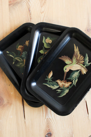 Vintage Handpainted Toleware Tin Trays (s. of 3)