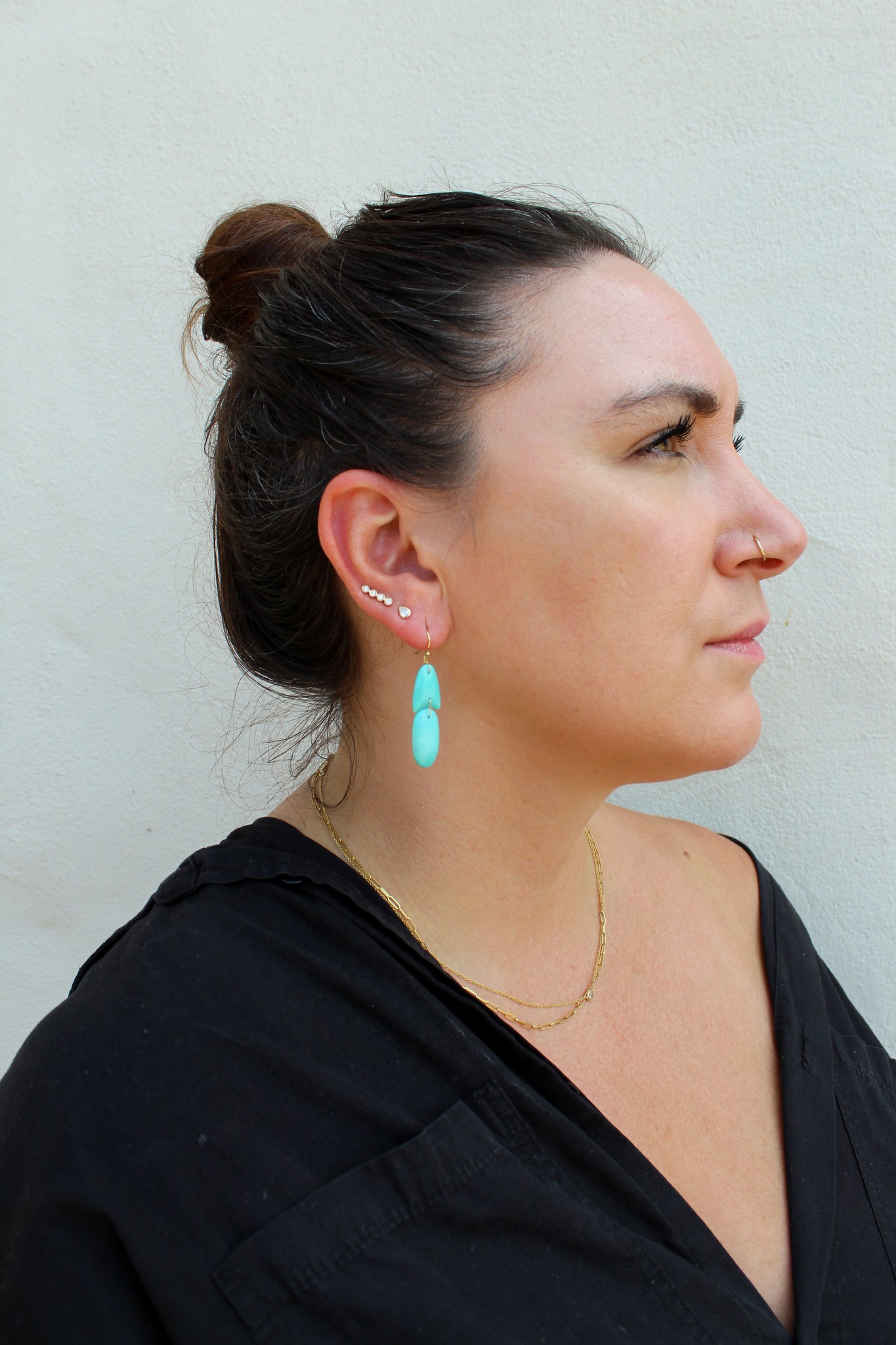 TTT 18k Tiny Turquoise Arrowhead Earrings