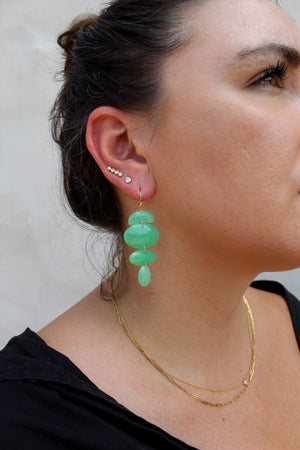 TENTHOUSANDTHINGS 18k Small Oval Totem Chrysoprase Earrings