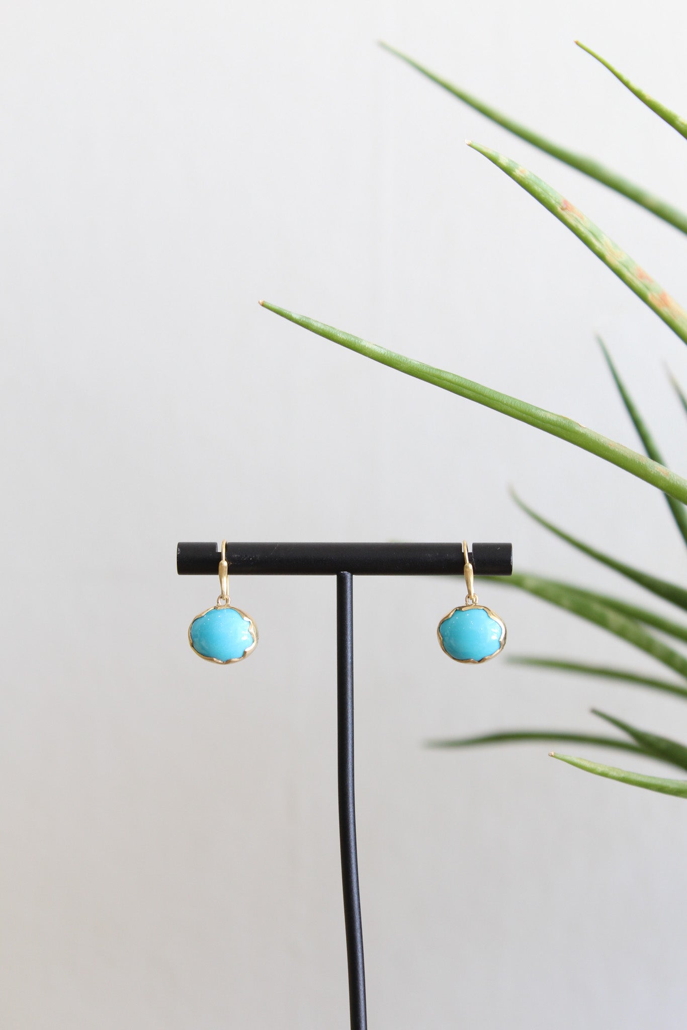 Annette Ferdinandsen Medium 18k Sleeping Beauty Turquoise Egg Earrings