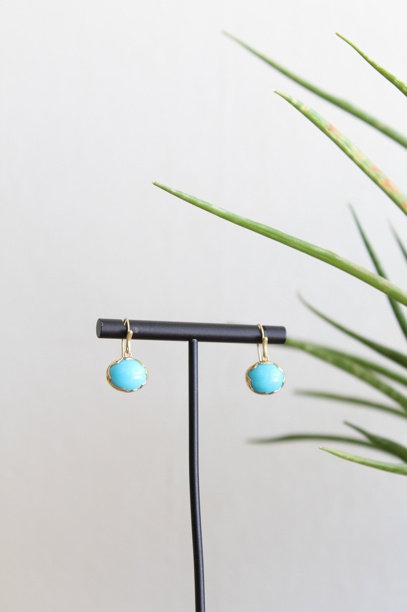 Annette Ferdinandsen Medium 18k Sleeping Beauty Turquoise Egg Earrings