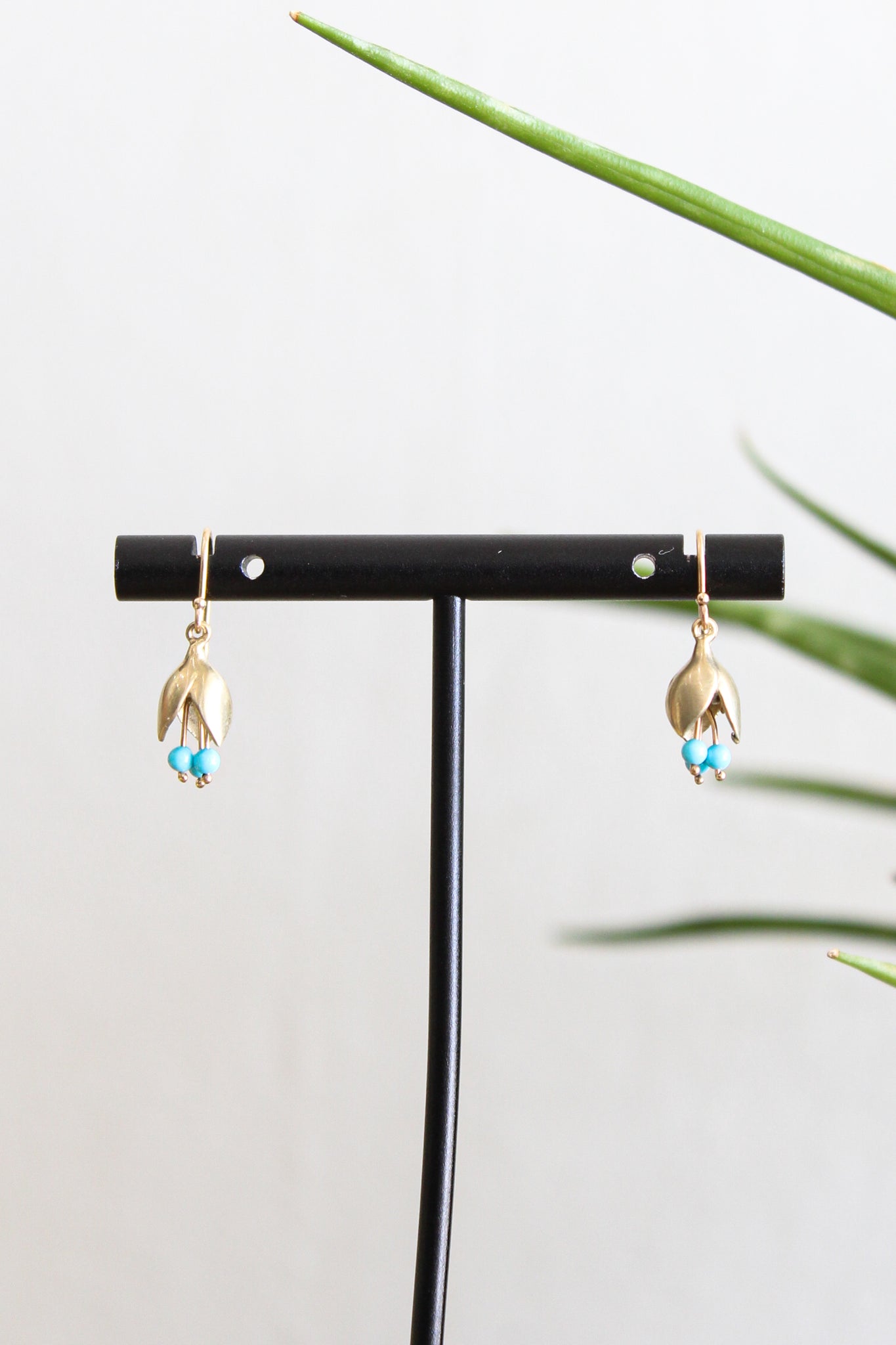 Annette Ferdinandsen 14k Allium Bud Earrings w/Turquoise