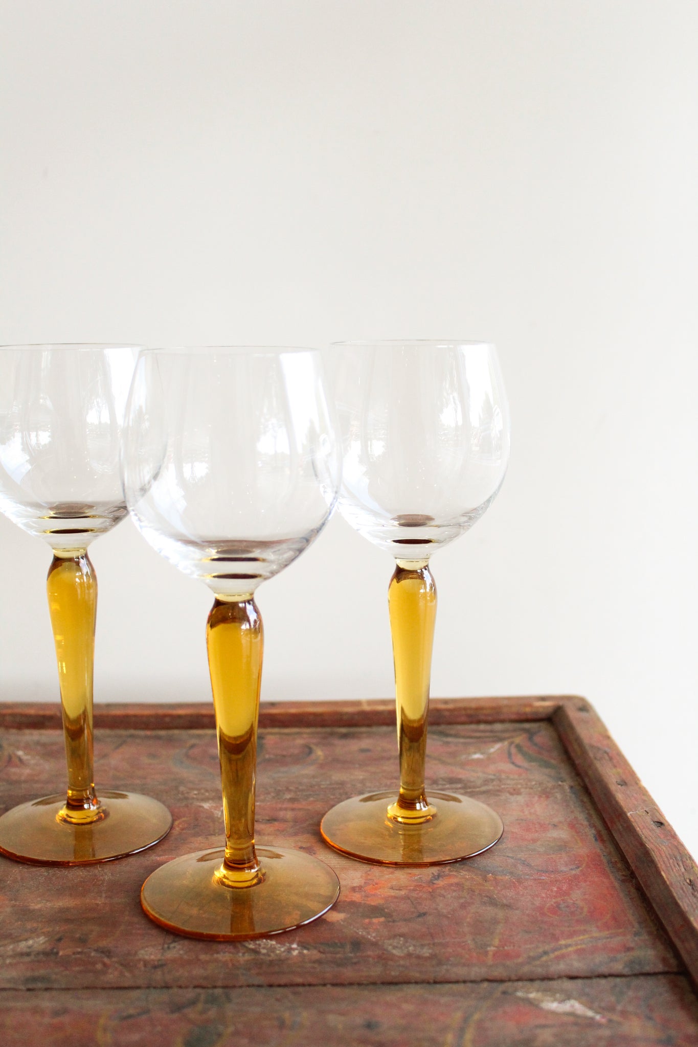 50% Off - Vintage Amber Stem Glassware Set (set/6)
