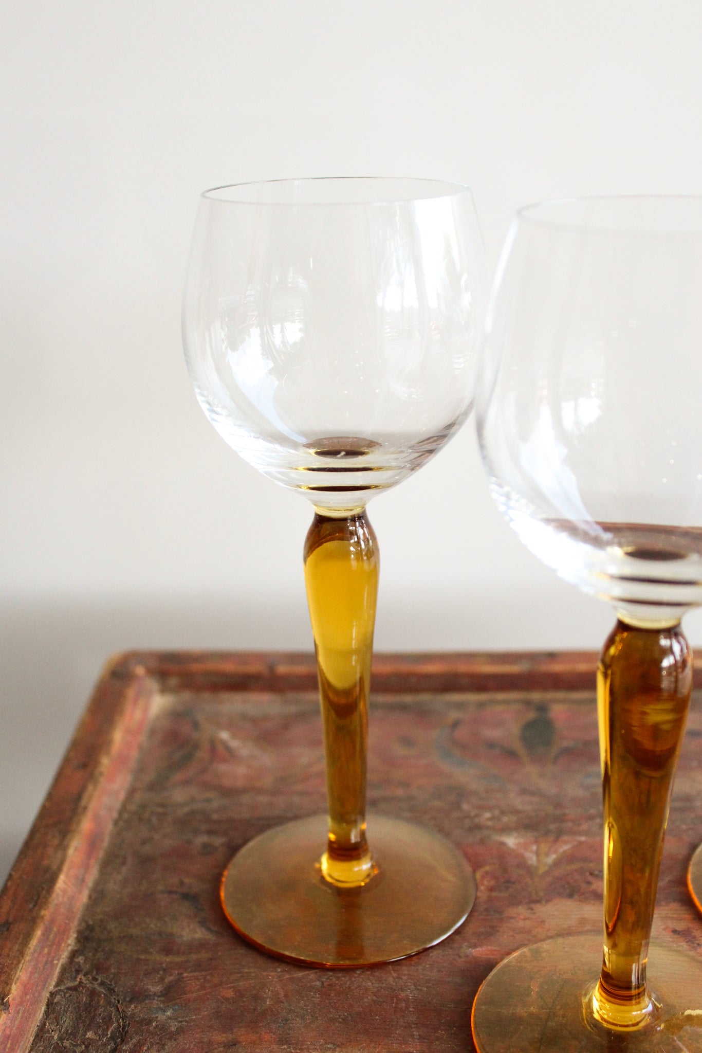 50% Off - Vintage Amber Stem Glassware Set (set/6)