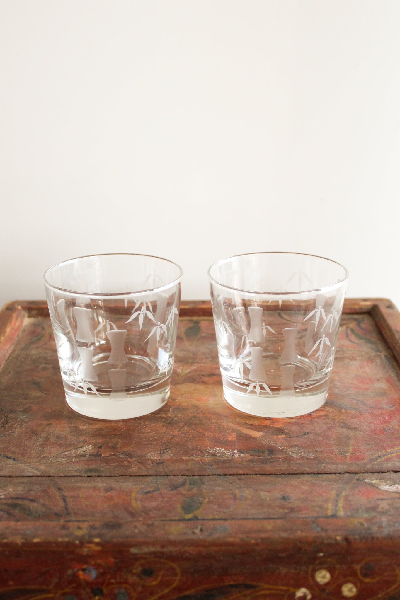 50% Off - Vintage Etched Bamboo Rocks Glasses (set/6)