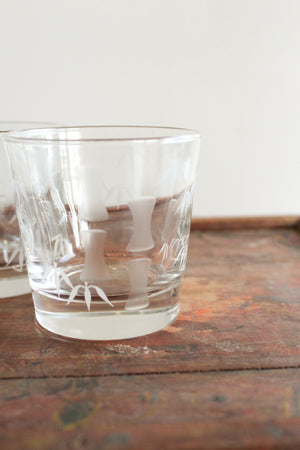 50% Off - Vintage Etched Bamboo Rocks Glasses (set/6)