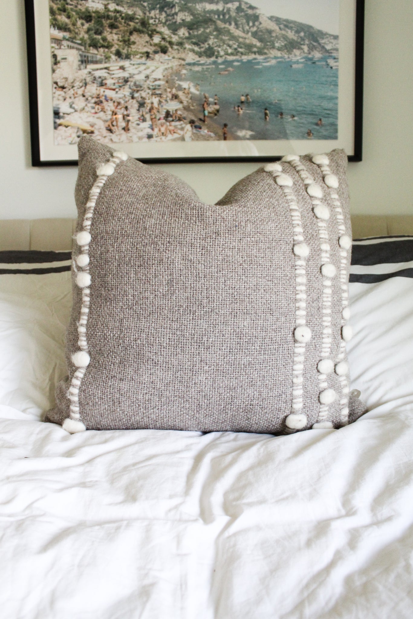 50% Off - Pillow Cover Stripes White/Grey 26"