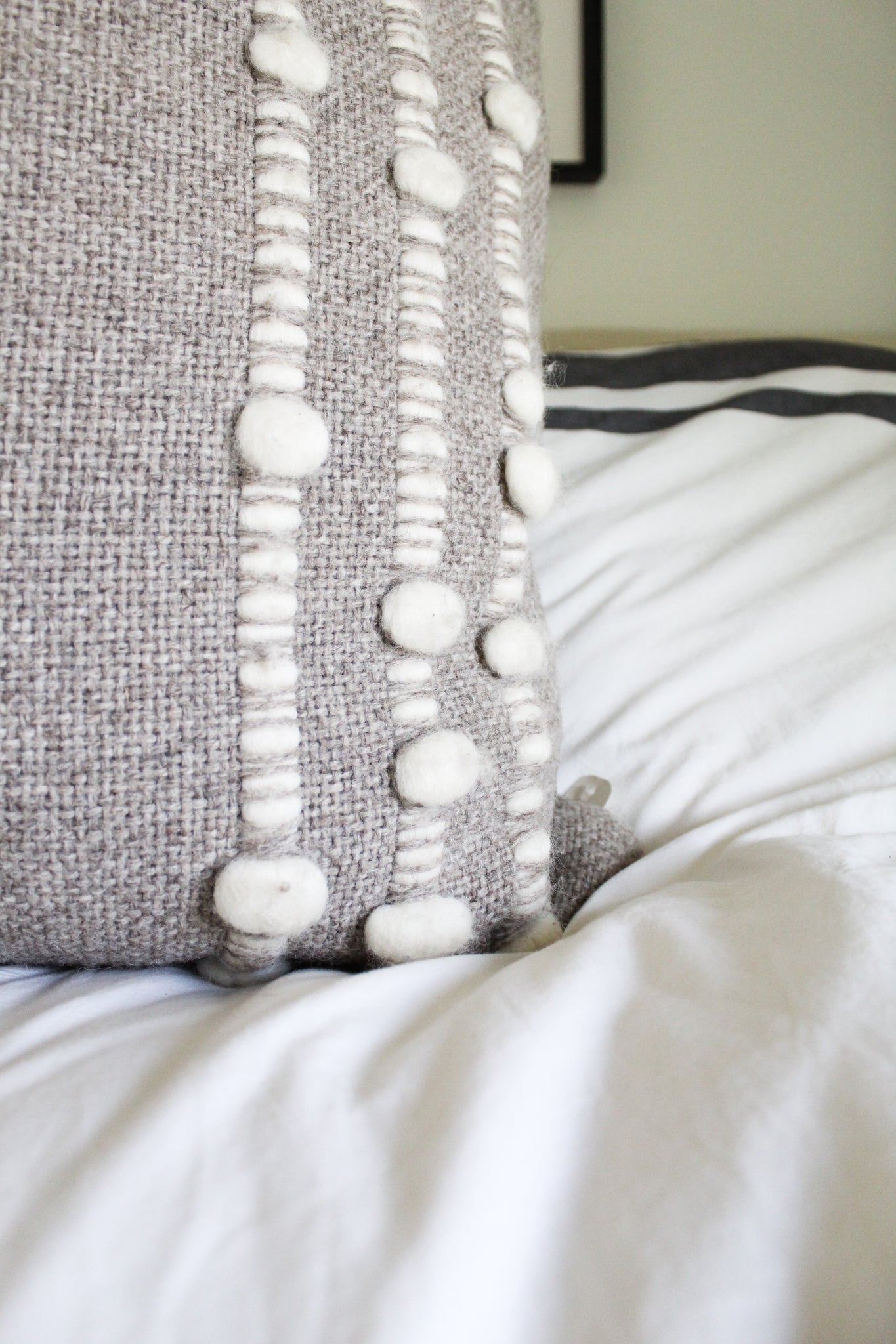 50% Off - Pillow Cover Stripes White/Grey 26"