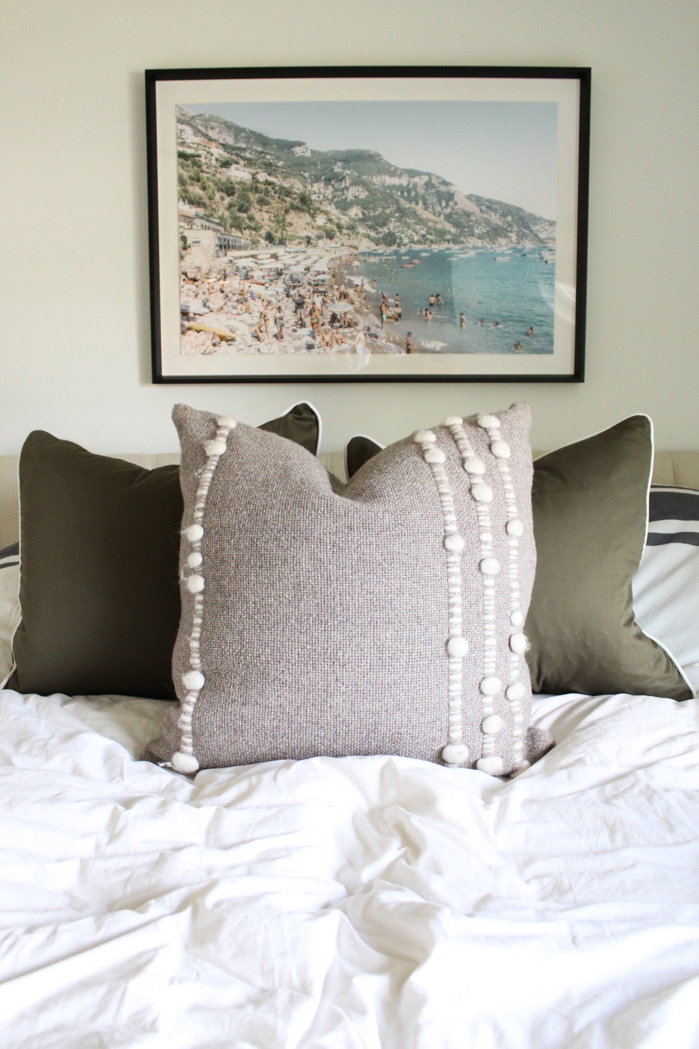 50% Off - Pillow Cover Stripes White/Grey 26"