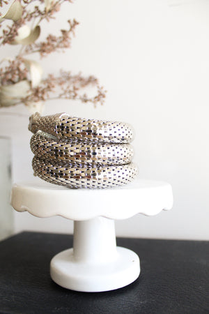 Vintage Silver Mesh Coil Snake Bracelet
