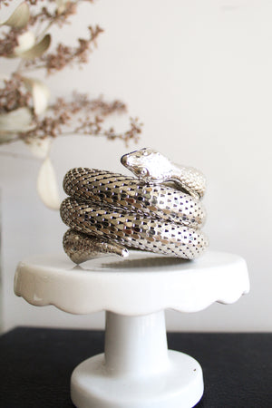 Vintage Silver Mesh Coil Snake Bracelet