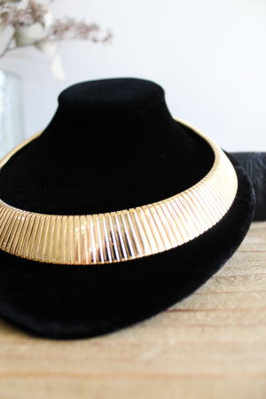 Vintage Gold Tone Graduated Omega Collar Necklace w/Adjustable Length