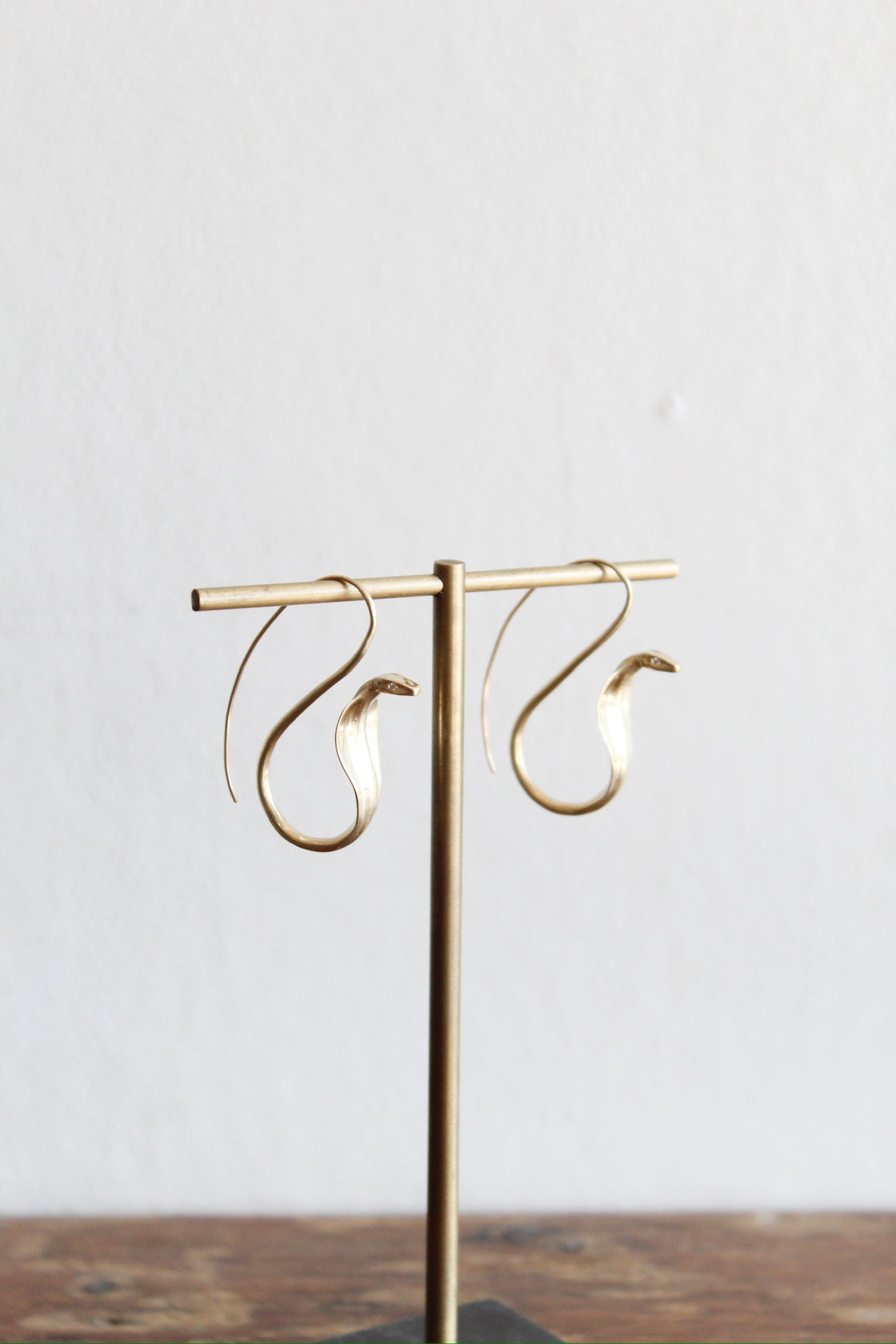 Annette Ferdinandsen 10k Cobra Earrings w/Diamond Eyes