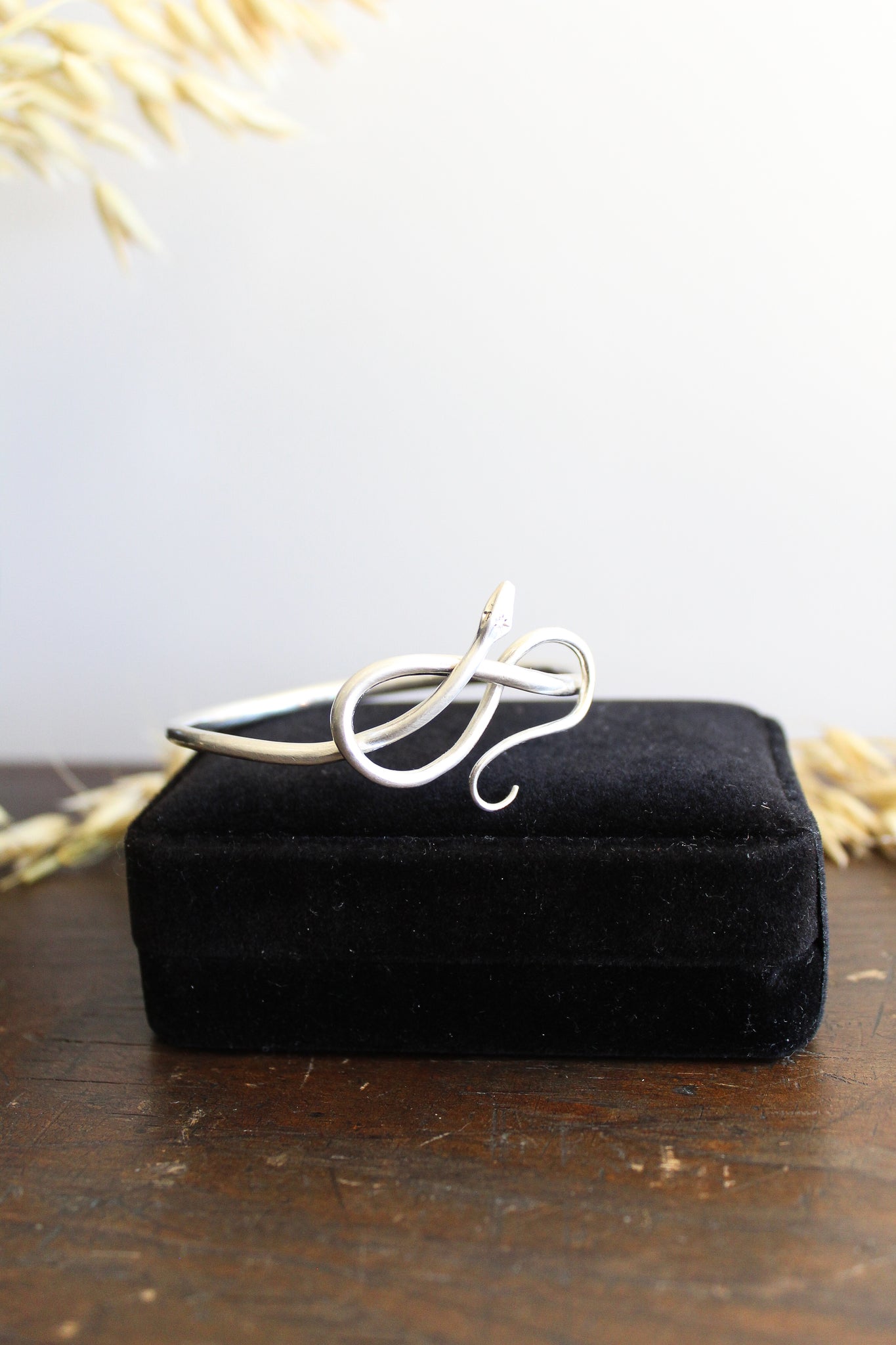 Annette Ferdinandsen SS Serpent Bangle w/Diamond Eyes & Star Set Head