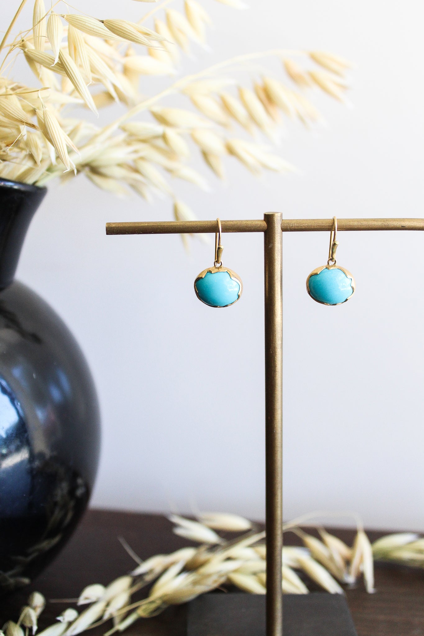 Annette Ferdinandsen Medium 18k Sleeping Beauty Turquoise Egg Earrings