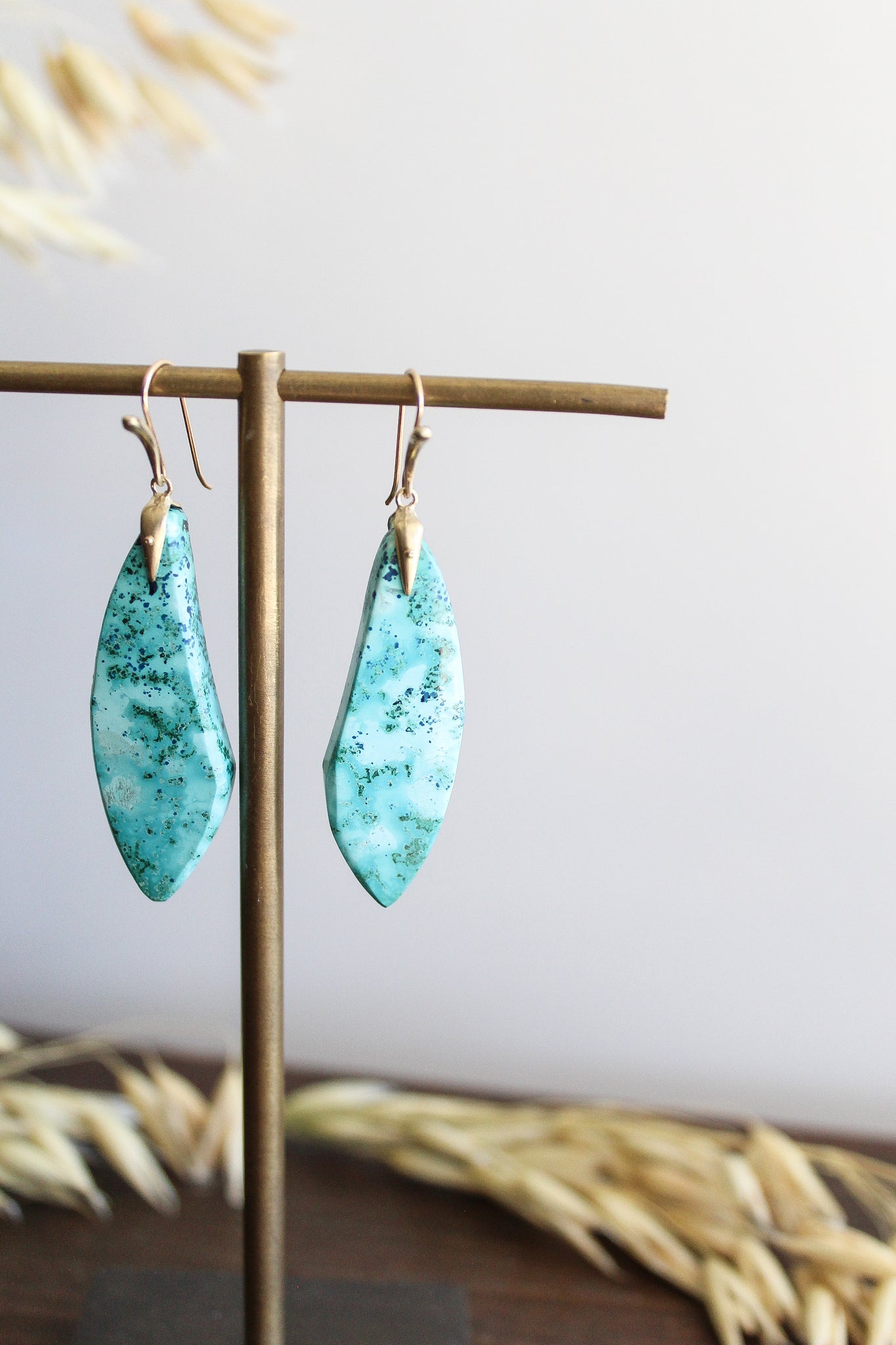 Annette Ferdinandsen 14k Tropical Wing Earrings w/Shattukite