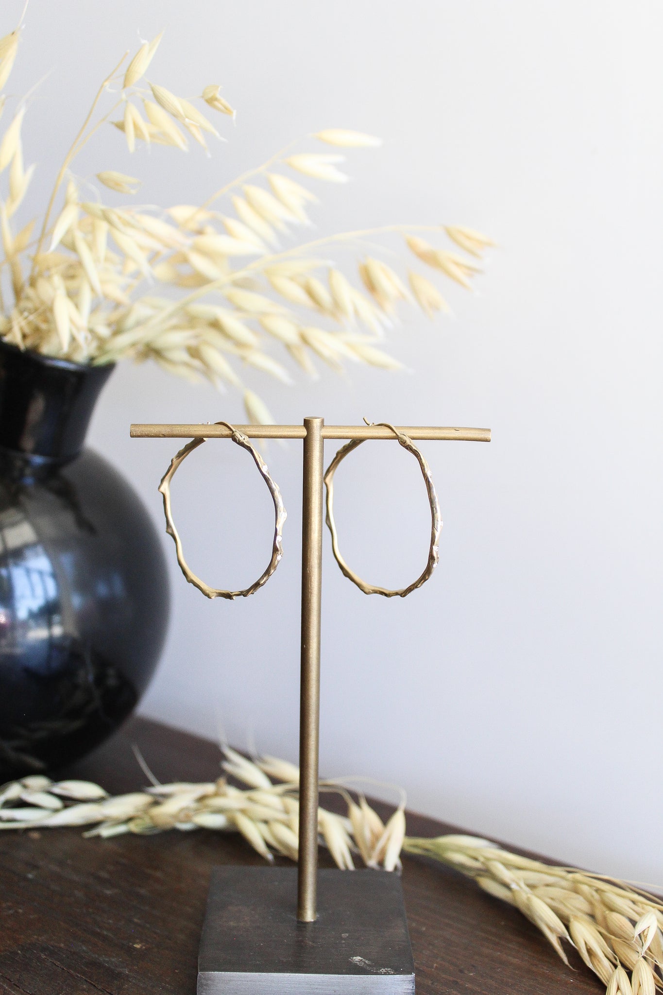 Annette Ferdinandsen Large 10k Coral Stick Hoops w/Scattered Diamonds