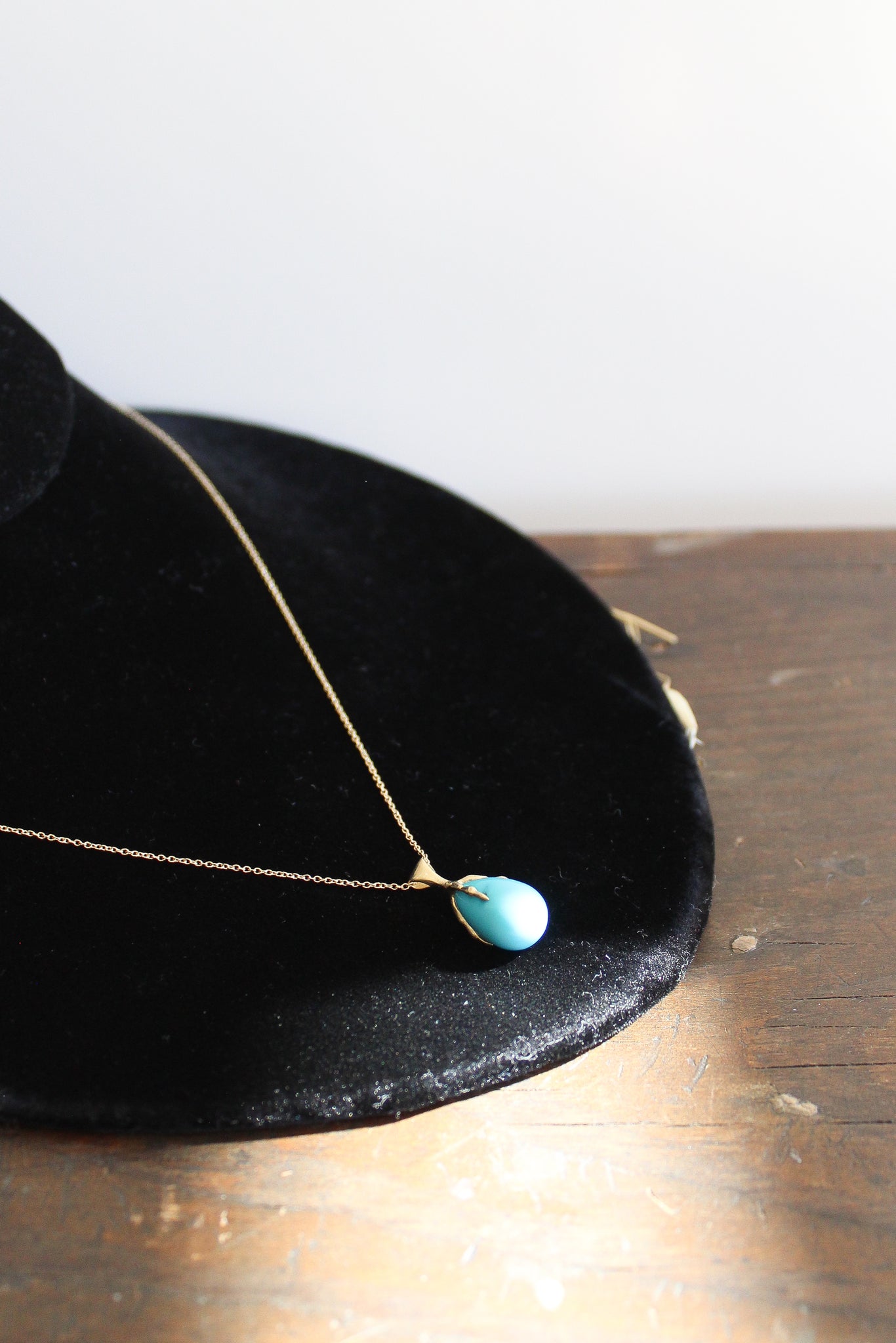 Annette Ferdinandsen Small 14k Claw Necklace w/Turquoise Quail Egg & 18" Chain