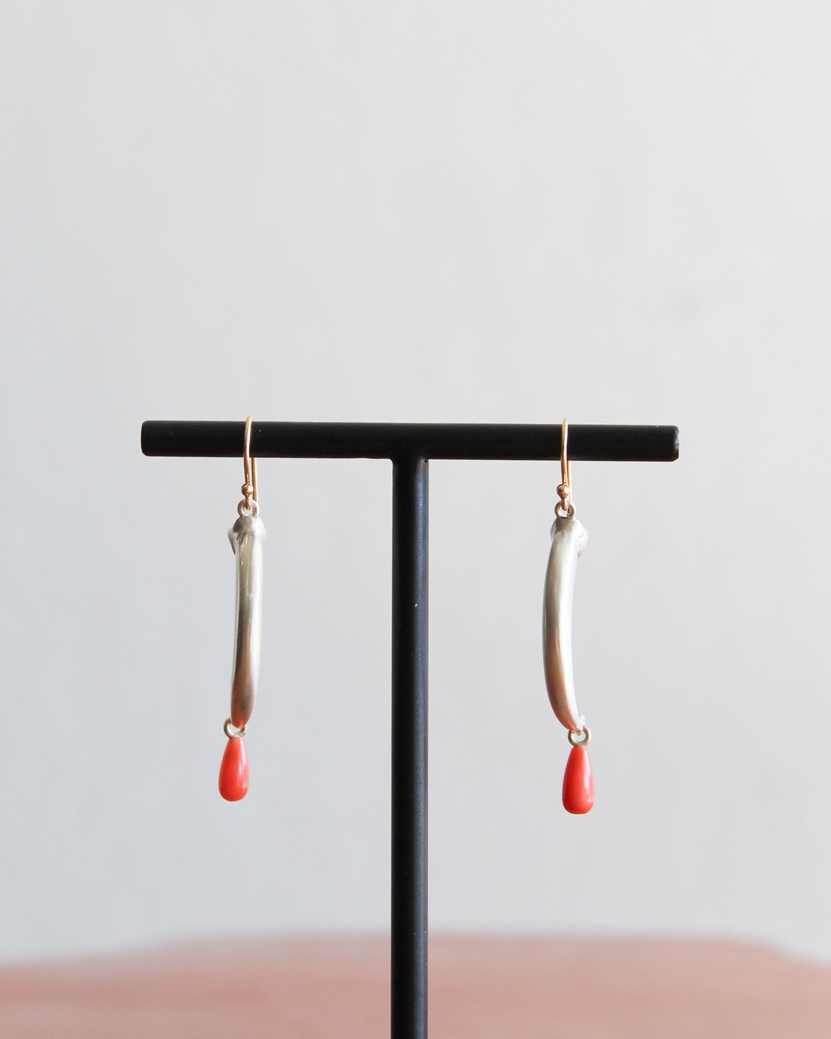 Annette Ferdinandsen Small SS Talon Earrings w/Coral