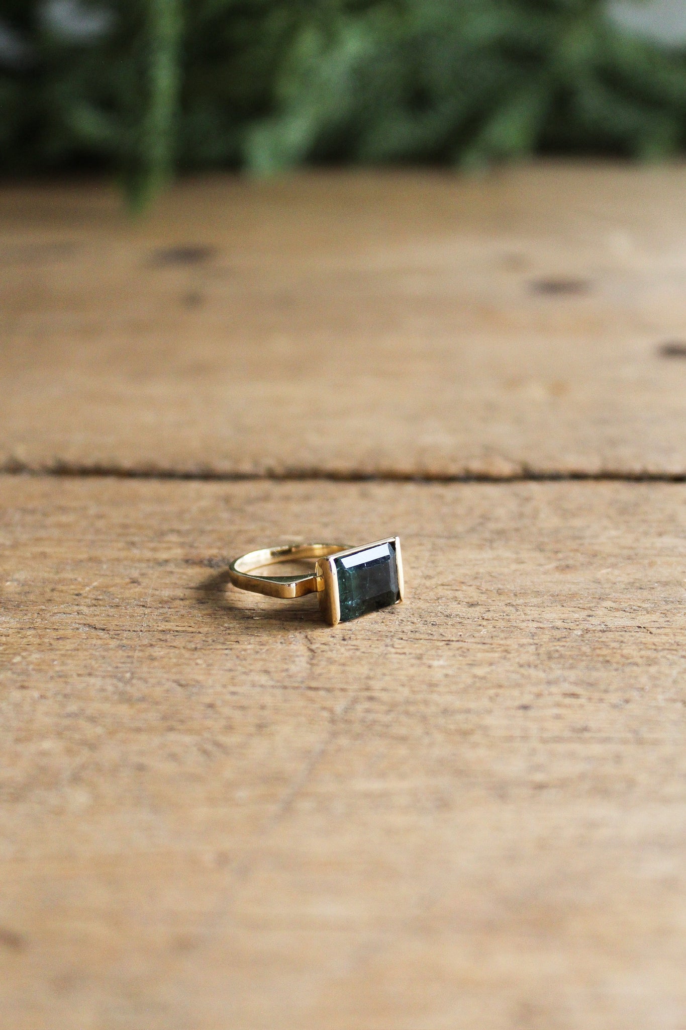 NOUSH 14k YG 6.5 Large Watermelon Tourmaline Ring