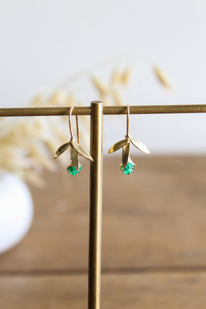 Annette Ferdinandsen Small 14k Wildflower Earrings w/Emeralds