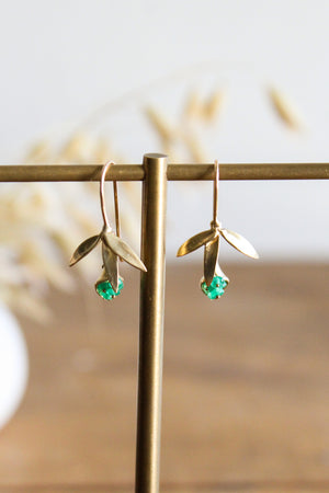 Annette Ferdinandsen Small 14k Wildflower Earrings w/Emeralds