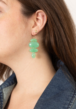 TENTHOUSANDTHINGS 18k Small Oval Totem Chrysoprase Earrings