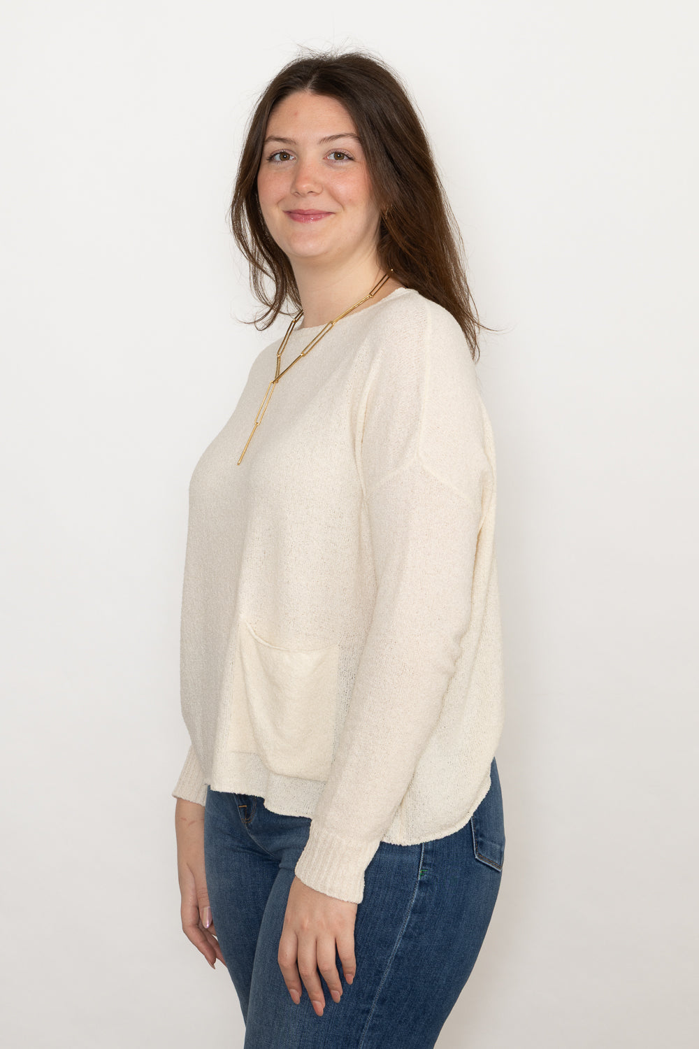 Ma'Ry'Ya Boat Neck Boucle Pullover